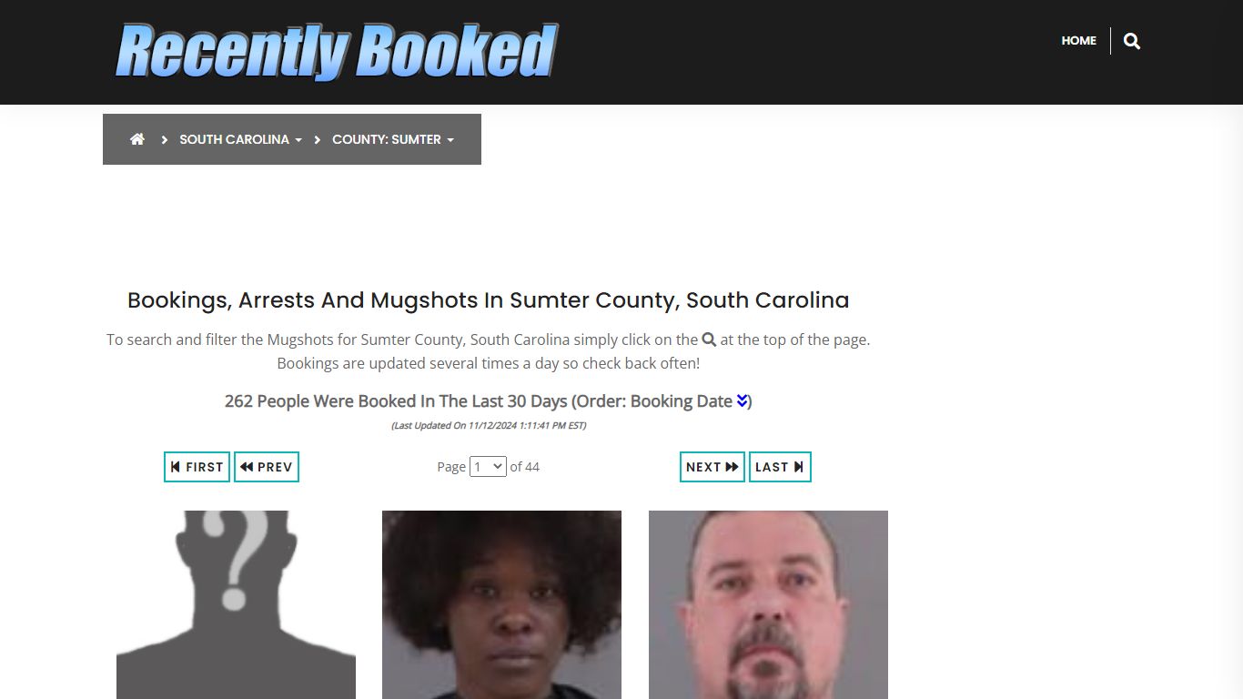 Bookings, Arrests and Mugshots in Sumter County, South Carolina