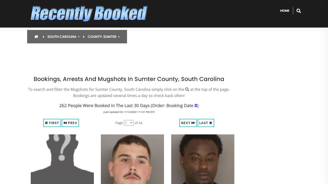 Bookings, Arrests and Mugshots in Sumter County, South Carolina