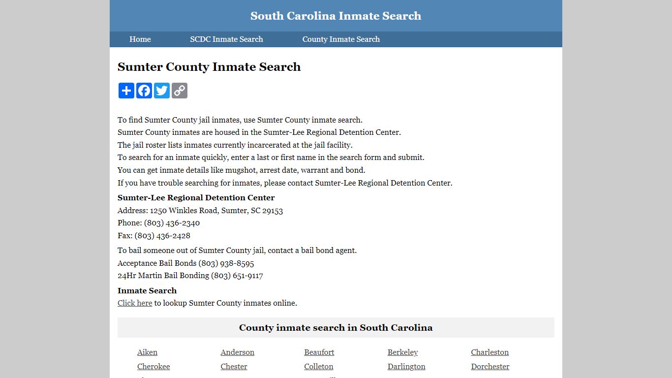 Sumter County Inmate Search