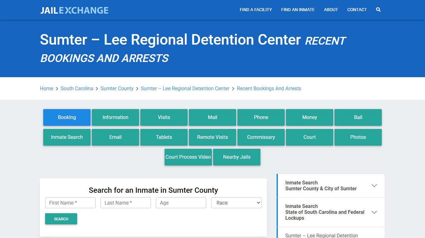 Sumter – Lee Regional Detention Center Recent Bookings And Arrests